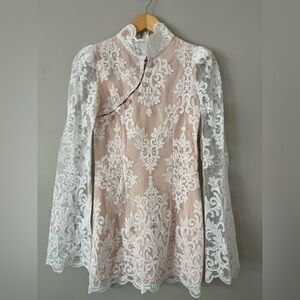 Stone Cold Fox Pink and White Long Sleeve Dress